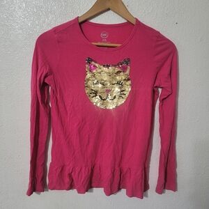 Wonder Nation Pink Long Sleeve with Sequin Cat